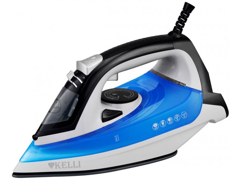 Kelli KL-1653 паровой утюг синий с керамической подошвой, вид сбоку