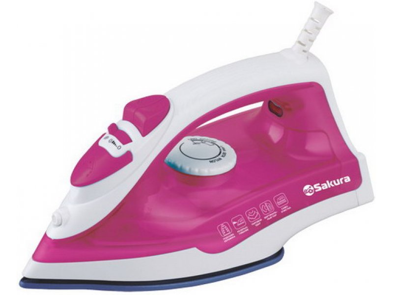 Sakura SA-3063CP розовый — вид сбоку, керамическая подошва, регулятор температуры на корпусе