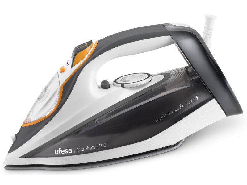 Ufesa Titanium 3100 серый &mdash; металлокерамическая подошва, вид спереди под углом