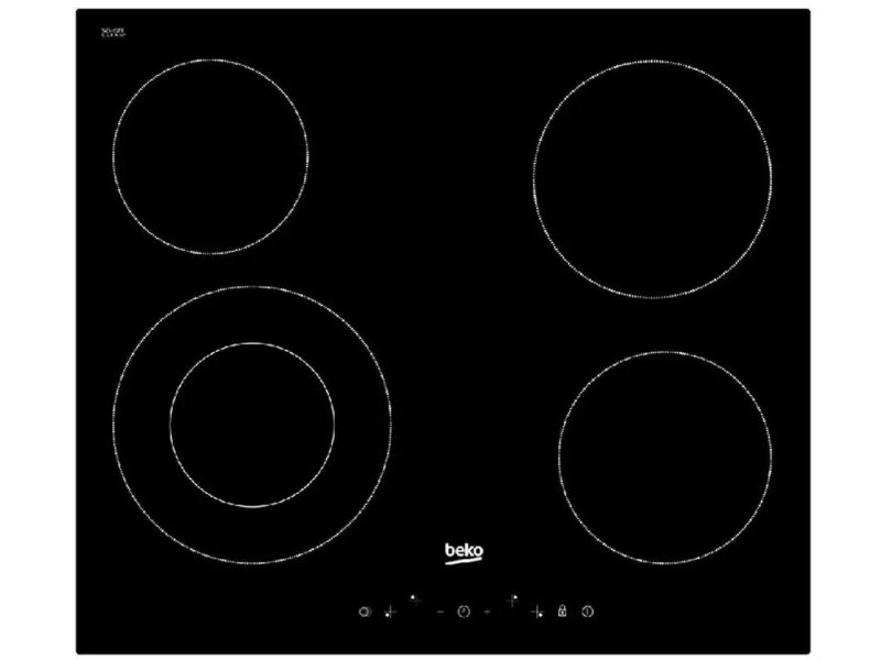 Beko HIC64402T встраиваемая варочная панель Hi-Light 4 конфорки чёрное стекло вид спереди