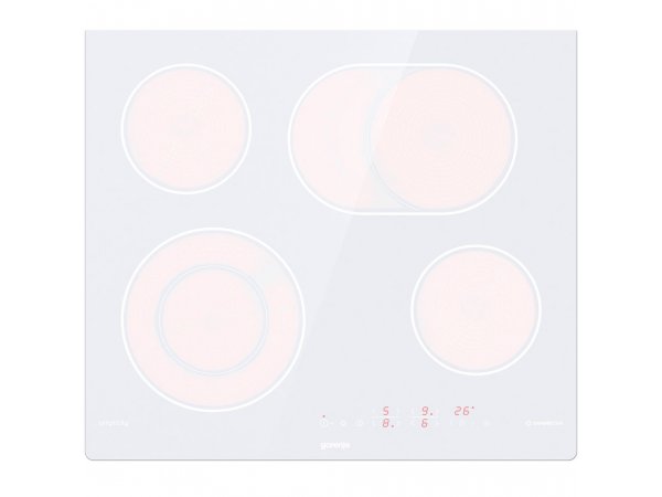 Gorenje ECT643SYW включённые конфорки красный дисплей индикаторы температуры
