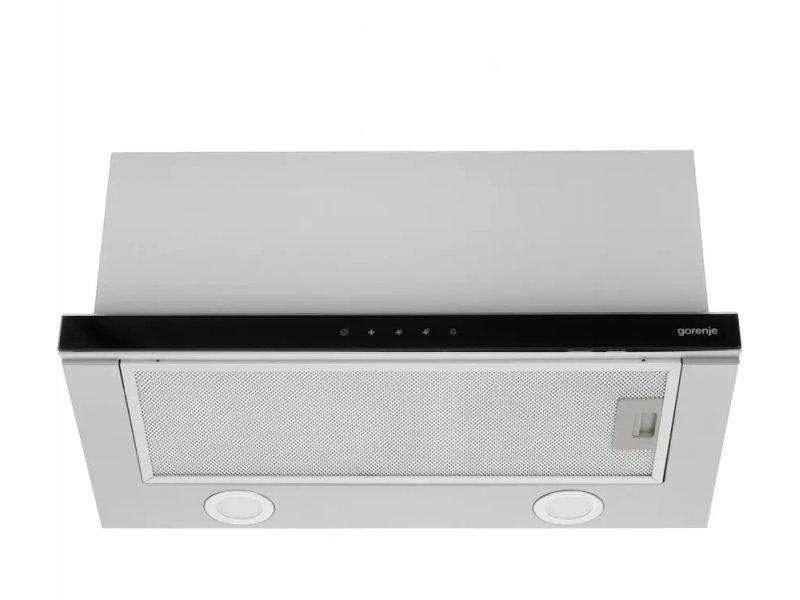 Gorenje TH60E8SGB — выдвинутый козырёк, рабочее положение вытяжки