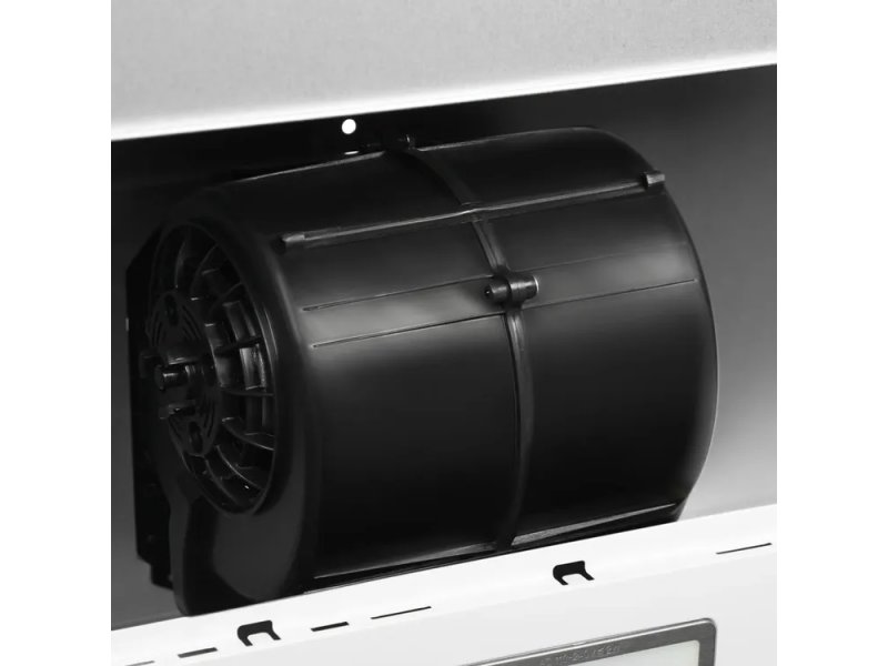 Hyundai HBH 6230 W — вид снизу на одномоторный вентилятор и внутреннее устройство вытяжки