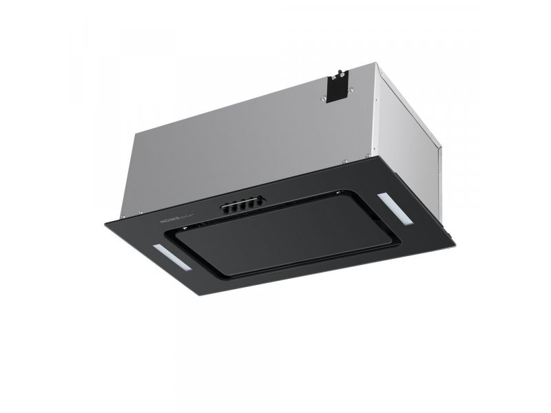 Homsair Crocus Push 52 Glass Black встраиваемая вытяжка с чёрной стеклянной панелью и боковыми ручками