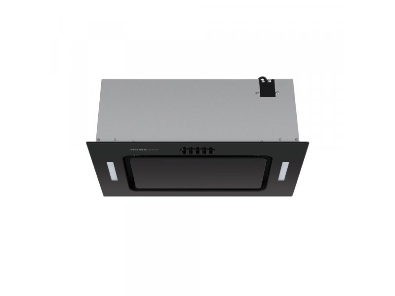 Homsair Crocus Push 52 Glass Black вид сверху — серебристый корпус и кнопки управления на чёрной панели