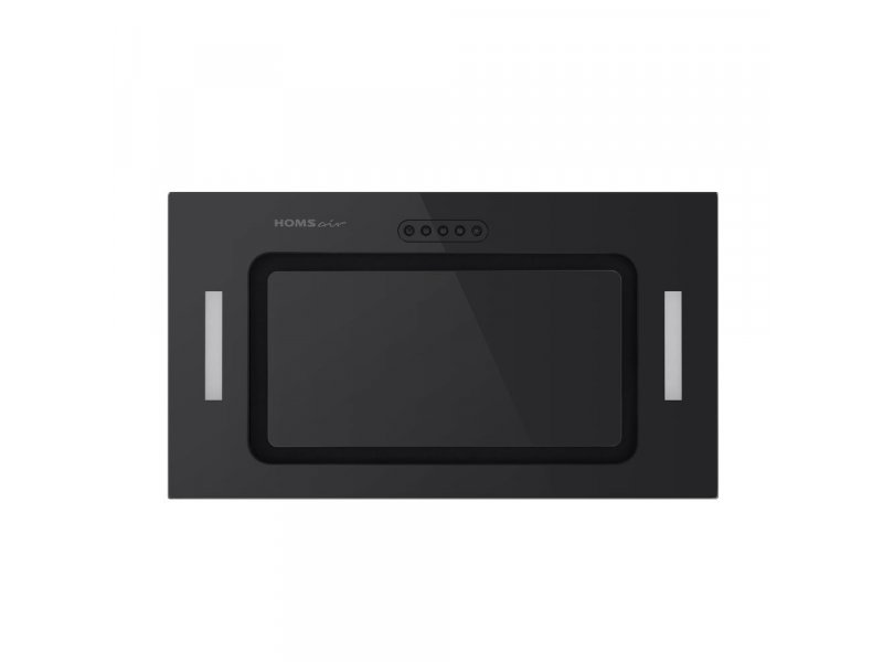 Homsair Crocus Push 52 Glass Black панель управления — логотип HOMSAIR и пять круглых кнопок в верхней части