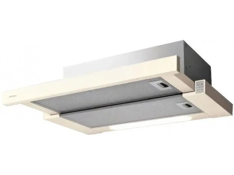 Jet Air Aurora LX/CR/F/50 вид спереди — встраиваемая вытяжка кремового цвета с выдвижной панелью и двумя жиропоглощающими фильтрами