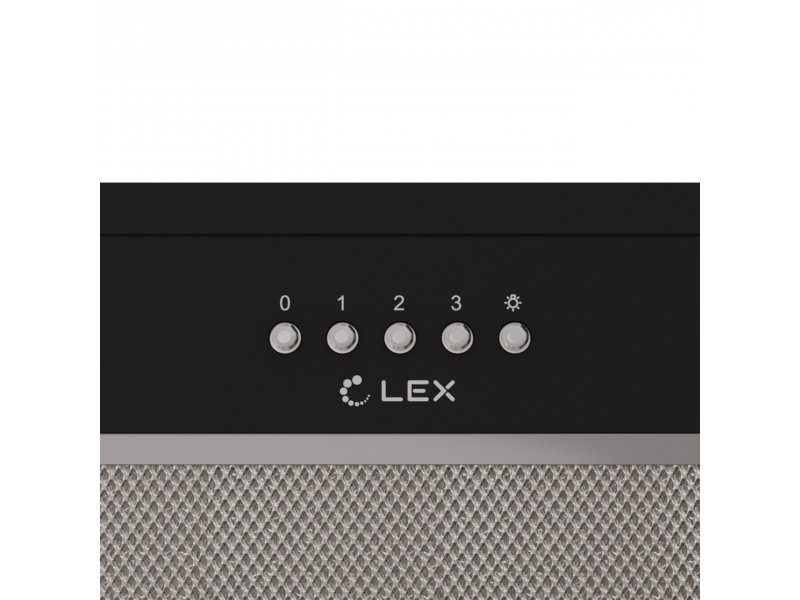 LEX Hyper 900 BL панель управления — пять кнопок переключения скоростей (0, 1, 2, 3) и ночной подсветки, логотип LEX