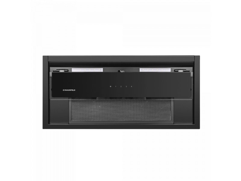 Maunfeld MZR 60 чёрный &mdash; фронтальный вид, сетчатый жиропоглощающий фильтр и панель управления