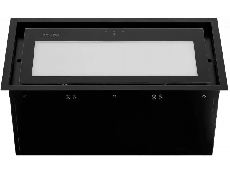 Maunfeld MZR 60 Lux вид сверху в встроенном положении крепёжные отверстия и логотип