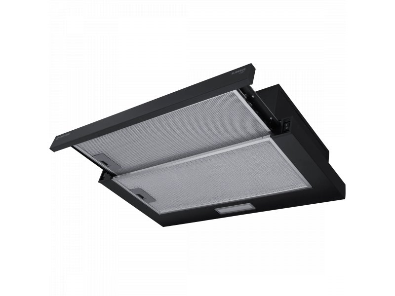 Meferi Light SlideBox60BK встраиваемая вытяжка 60 см чёрная с выдвижной панелью и сетчатыми жировыми фильтрами