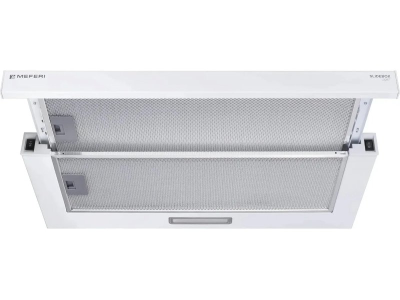 Meferi Light SlideBox60WH выдвижные панели полностью открыты — логотип SLIDEBOX, максимальная зона захвата