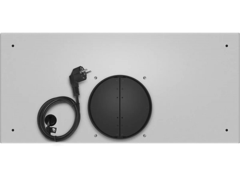 Meferi Power SmartBox60WH Glass — задняя панель с силовым кабелем и круглым отверстием воздуховода 120 мм, монтажные отверстия