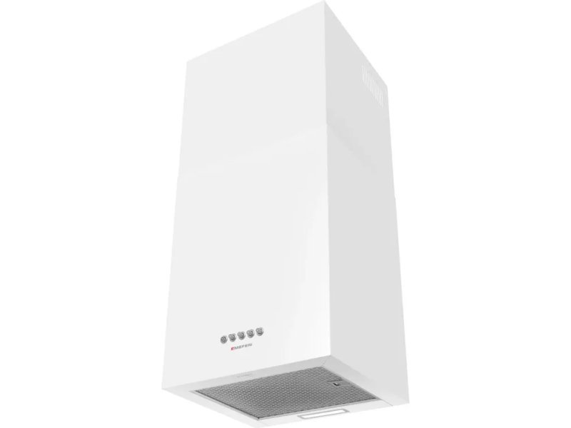 Meferi Roombox Comfort 40WH вид сбоку под углом &mdash; белый прямоугольный корпус, сетчатый фильтр и кнопки управления