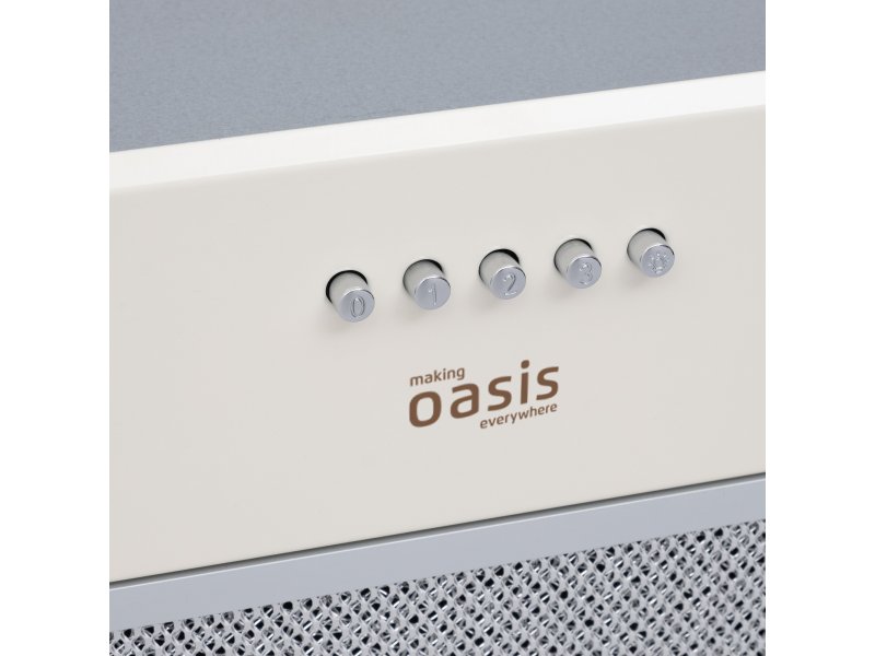 Oasis UM-52I панель управления — пять кнопок регулировки скоростей и подсветки, логотип Oasis, бежевый цвет фасада
