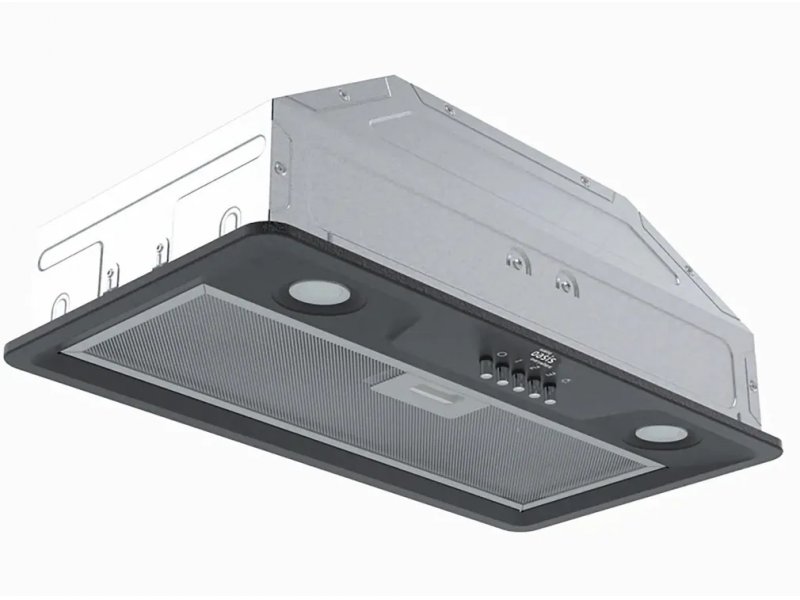 Oasis UN-50B (FR) черная встраиваемая вытяжка — вид снизу, решётка фильтра и кнопки управления
