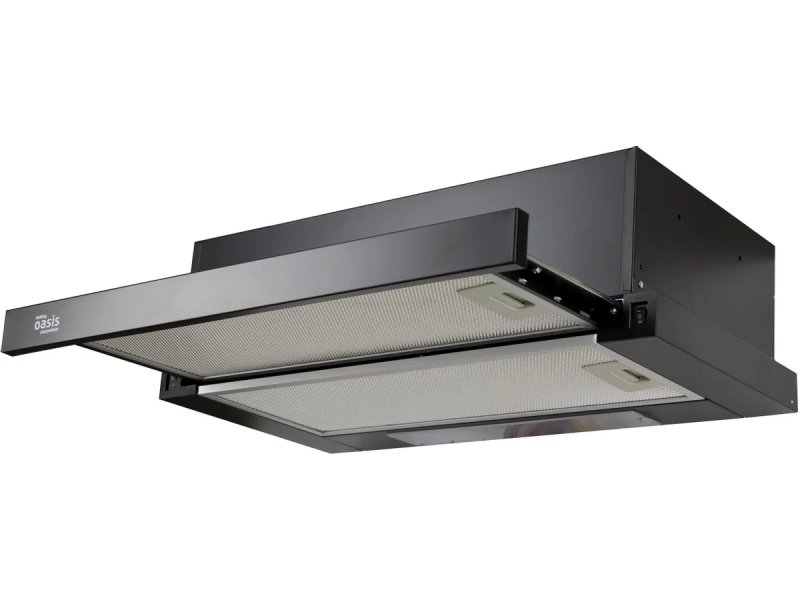 Oasis UV-60B F встраиваемая вытяжка 60 см с выдвижными сетчатыми экранами, чёрный корпус