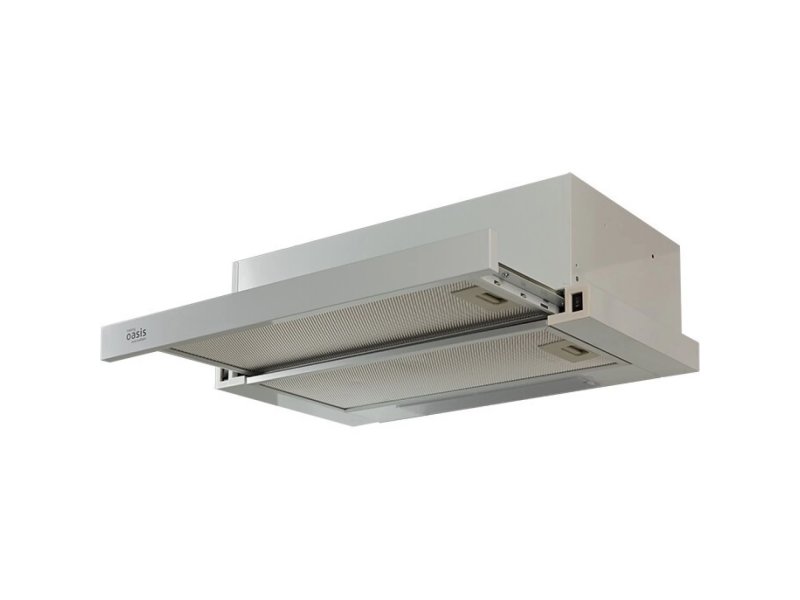 Oasis UV-60W F белый встраиваемая вытяжка с выдвинутым козырьком общий вид