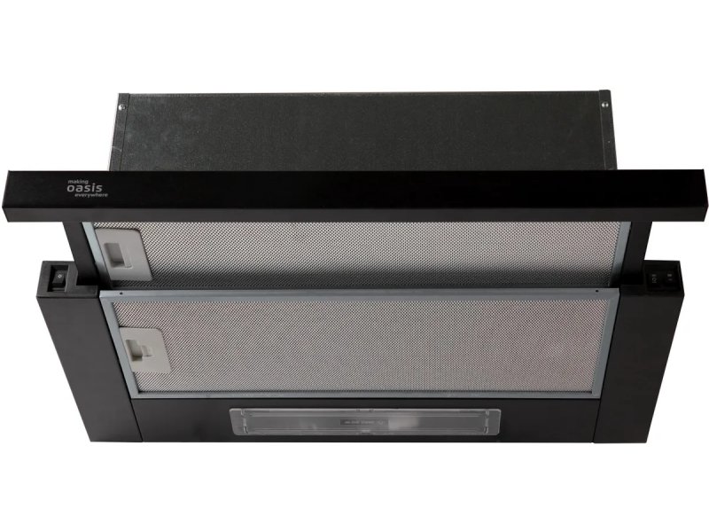 Oasis VT-60B (F) встраиваемая вытяжка 60 см — вид спереди с выдвинутыми телескопическими панелями
