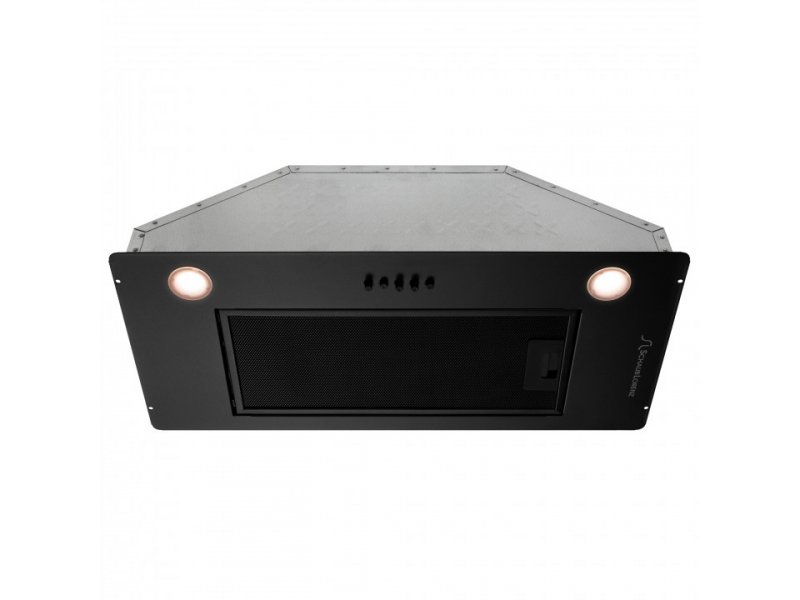 Schaub Lorenz SLD ES5205 чёрная встраиваемая вытяжка — вид спереди, сетка жирового фильтра и два светодиодных светильника