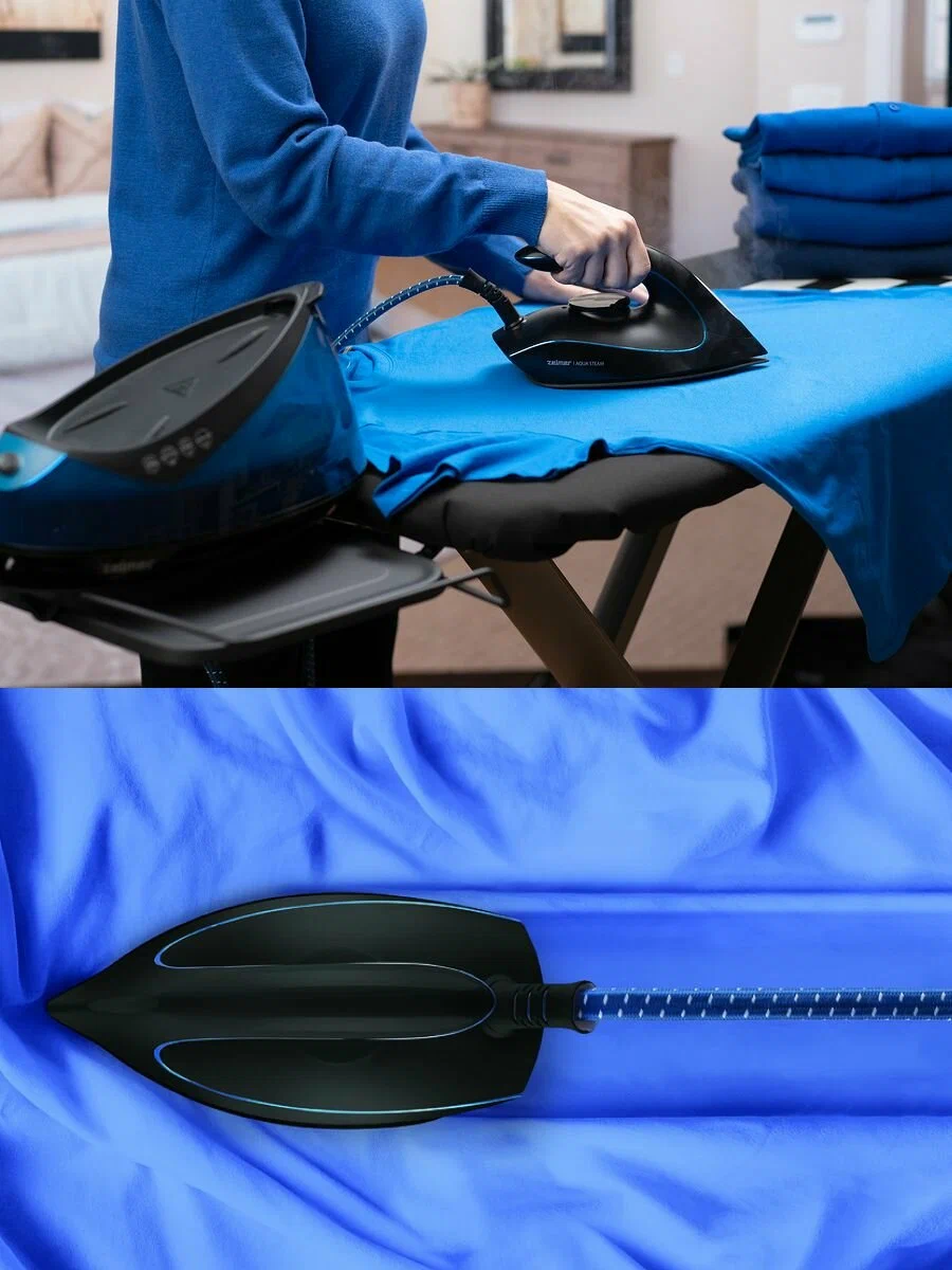Парогенератор с утюгом Zelmer ZIS5400 Aqua Steam, керамическая подошва, 2400Вт, синий