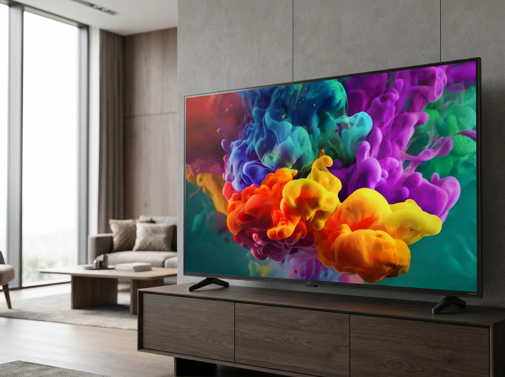 LG 86QNED85B6C 86 дюймов в интерьере гостиной — масштаб экрана