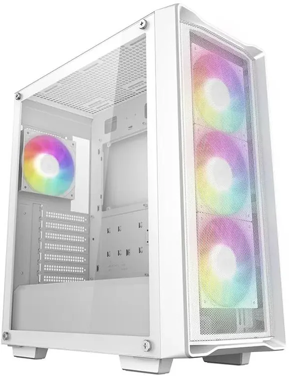 DeepCool CC560 MESH V2 белый корпус с ARGB-подсветкой вентиляторов вид 3/4