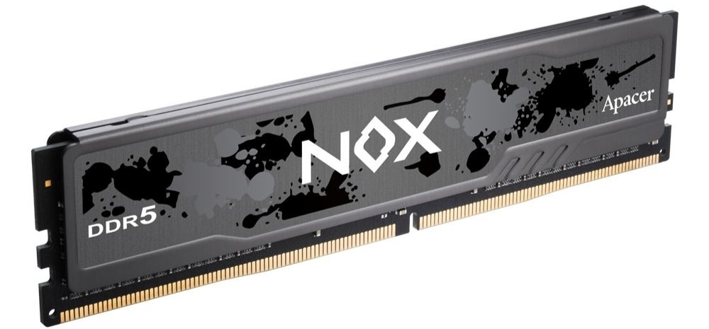Apacer NOX DDR5 AH5U64G52C522MBAA-2 — чёрный радиатор с логотипом NOX, золотистые контакты