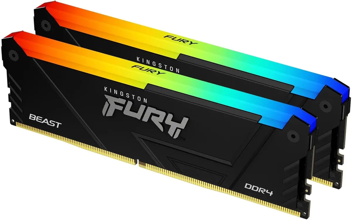 Kingston Fury KF432C16BB2AK2/32 пара модулей DDR4 установлена в материнскую плату