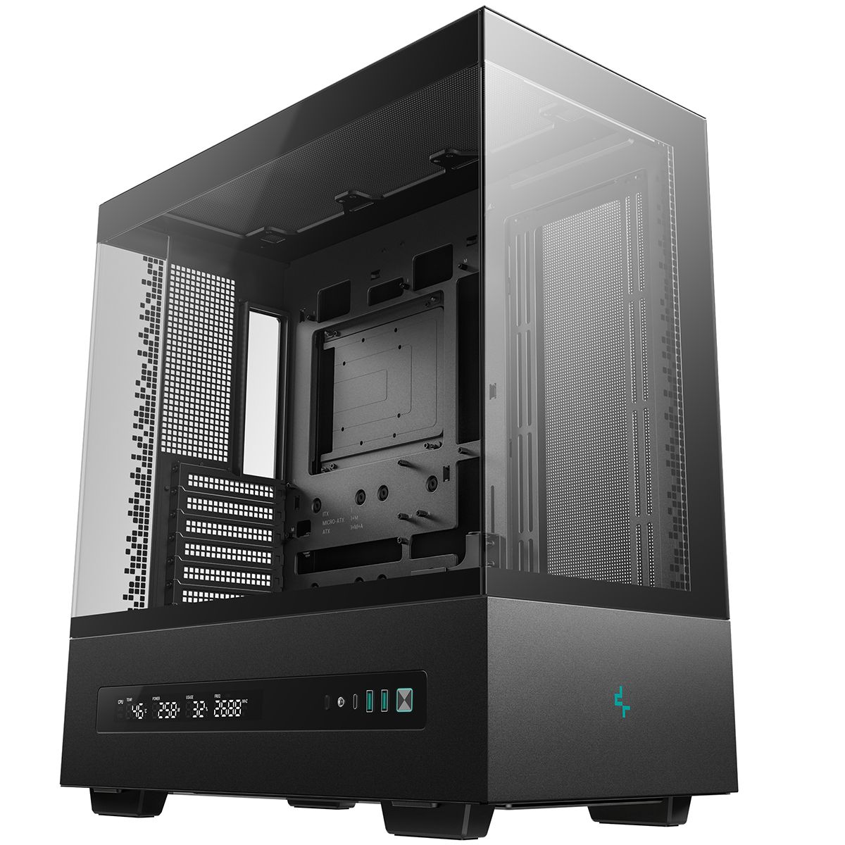 DeepCool CH690 DIGITAL вид спереди с панелью управления и LCD-дисплеем