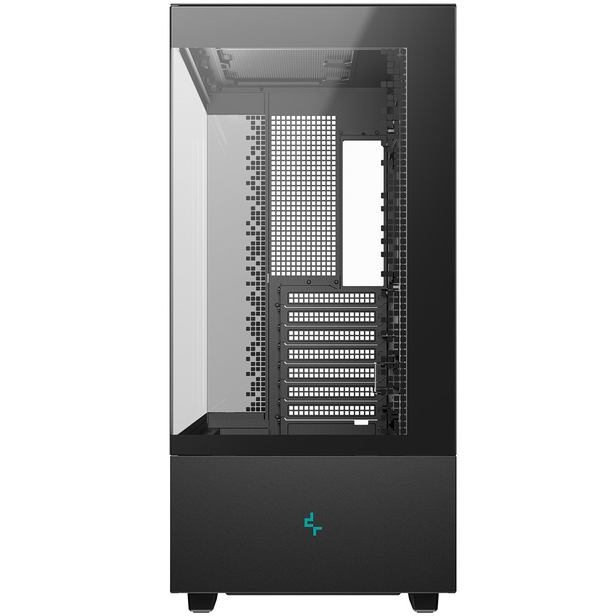 DeepCool CH690 DIGITAL вид спереди закрытый корпус с прозрачной панелью и логотипом производителя