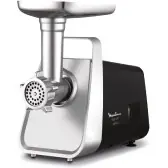 Moulinex ME306832 мясорубка черный корпус вид спереди на подставке