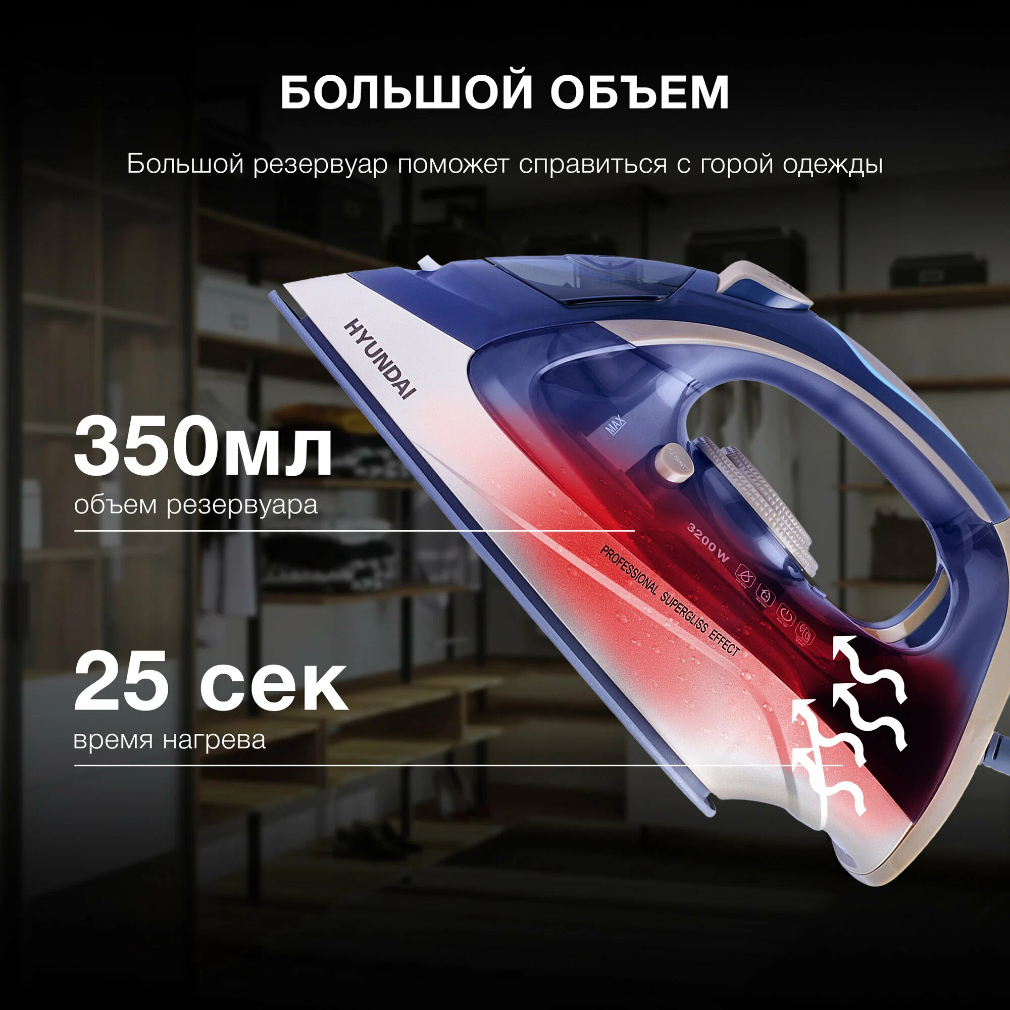 Утюг Hyundai H-SI02510 темно-синий/розовое золото