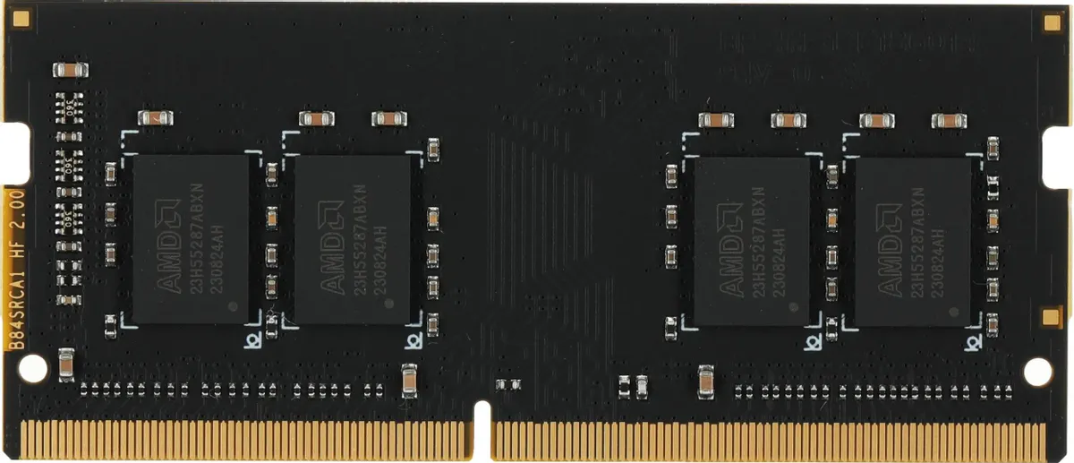 AMD Radeon R9 Gamer R9416G3206S2S-UO DDR4 SODIMM — вид сзади, микросхемы памяти и схемотехника платы