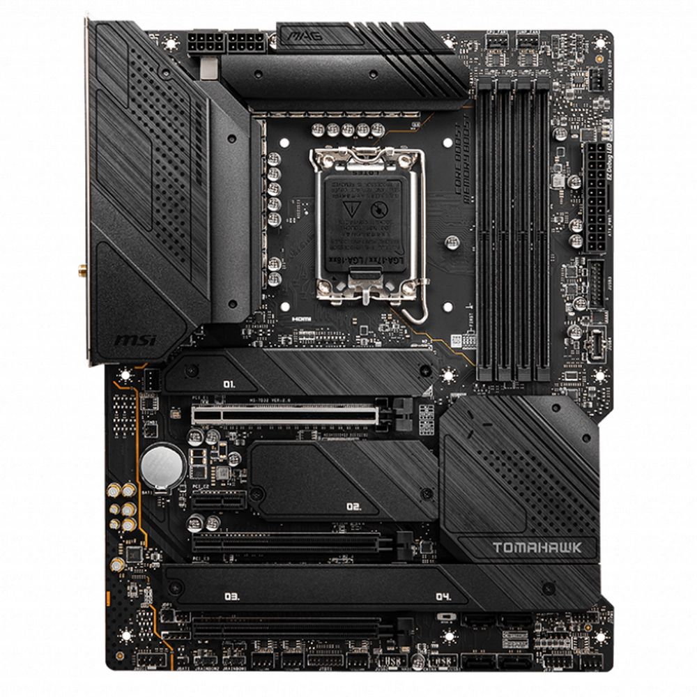 MSI MAG Z690 Tomahawk WiFi слоты DDR5 и зона VRM вид сверху
