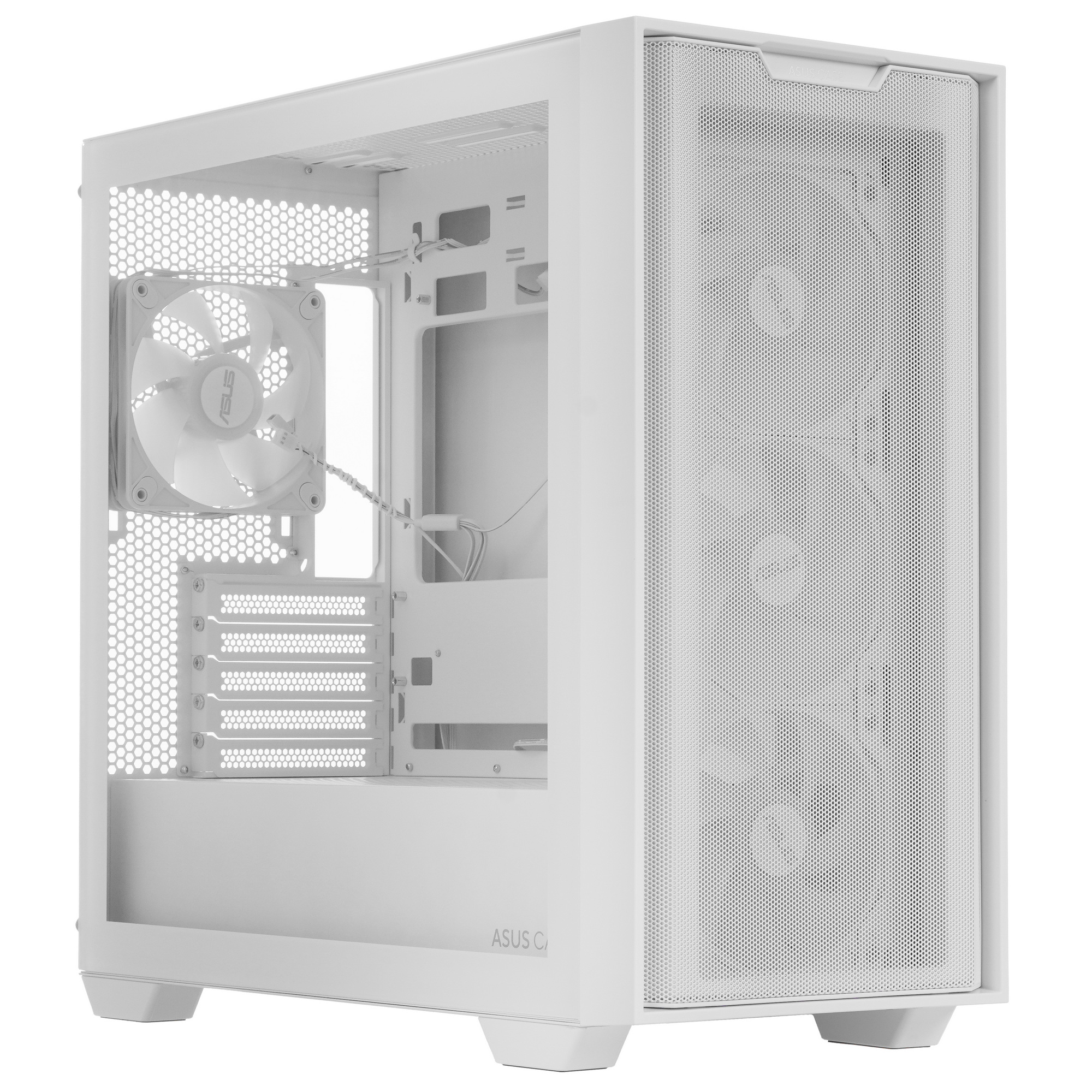 ASUS A21 PLUS белый корпус Mini-Tower — сетчатая фронтальная панель и боковое стекло