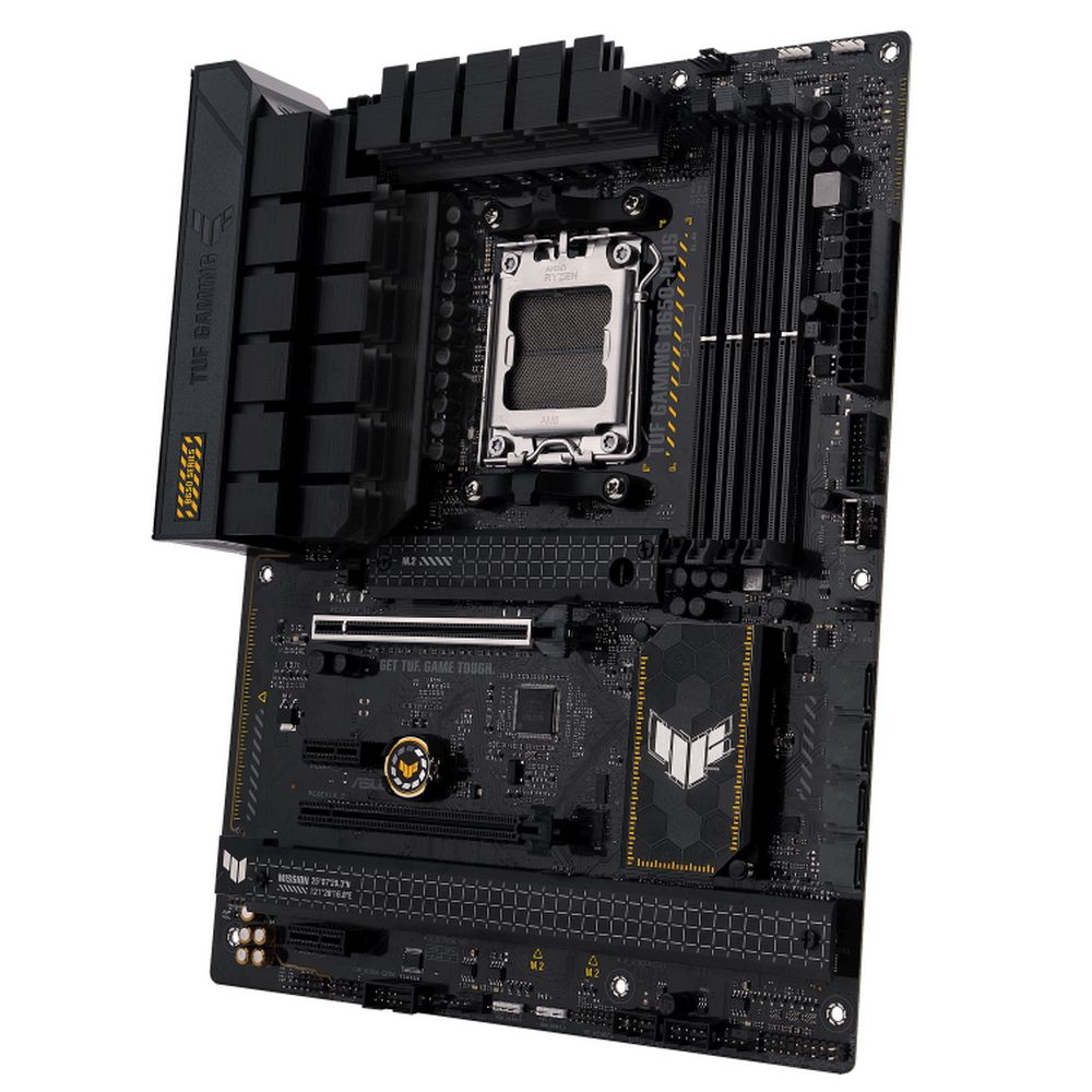 ASUS TUF Gaming B650-PLUS слоты DDR5 и зона VRM вид сверху