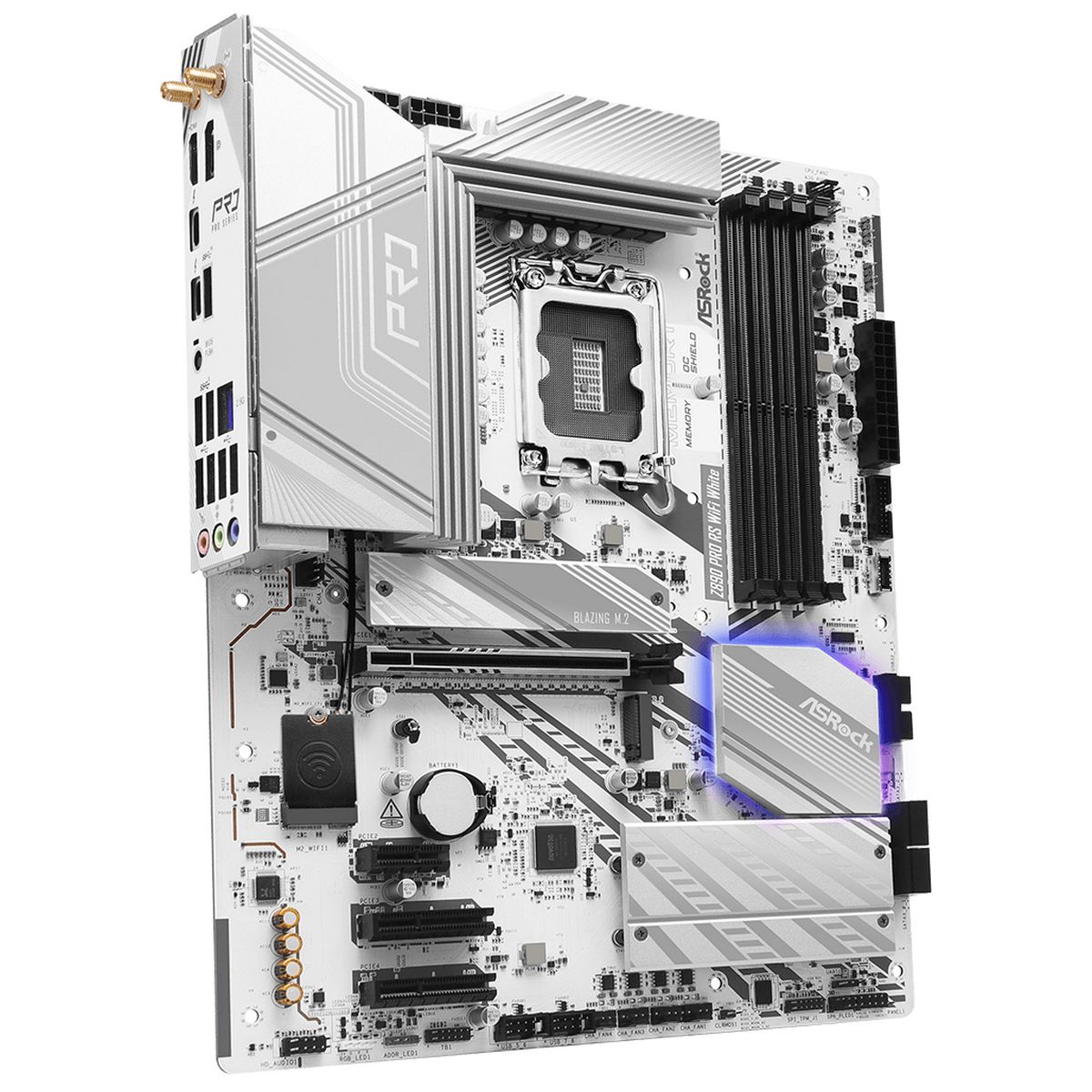 ASRock Z890 Pro Rs Wifi White задняя панель порты Thunderbolt 4 USB Wi-Fi антенна