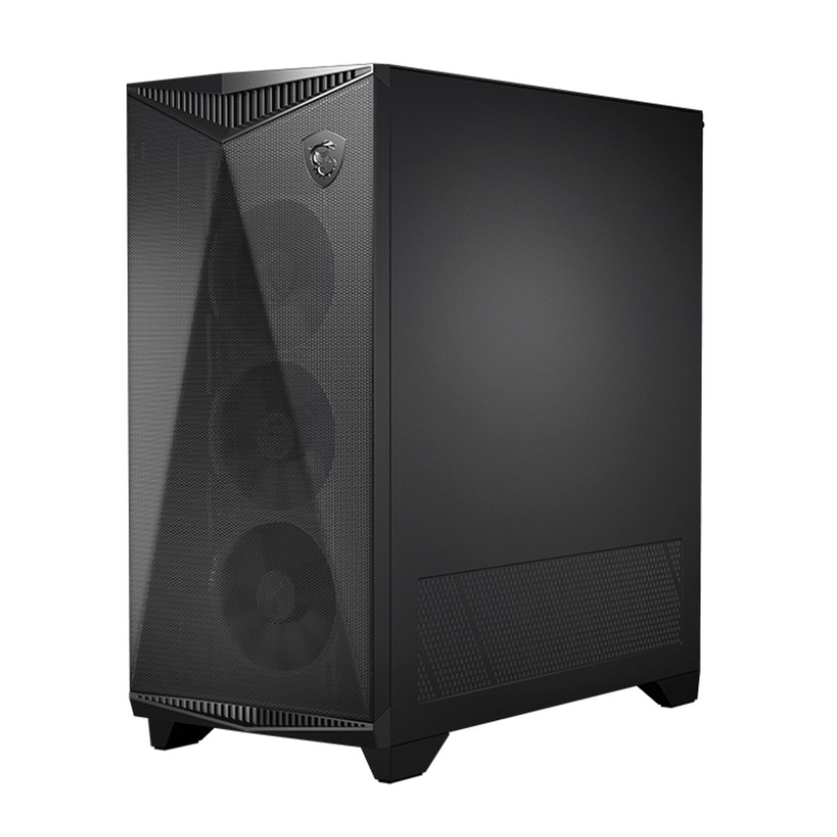 MSI MPG GUNGNIR 300P AIRFLOW вид сбоку с матовым чёрным покрытием и вентиляционной сеткой