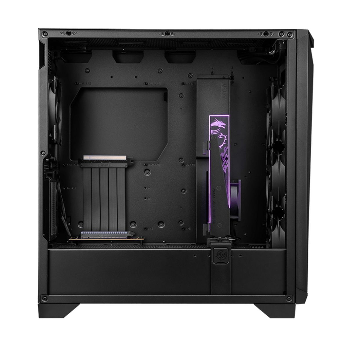 MSI MPG GUNGNIR 300P AIRFLOW внутреннее пространство с ARGB-вентиляторами, слотами расширения и кабельной разводкой