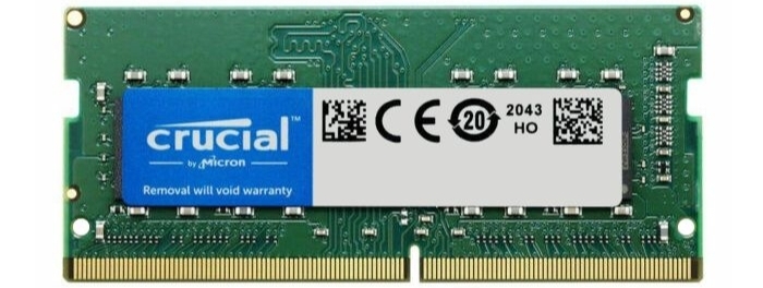 Crucial Basics CT16G4SFS832A модуль DDR4 SODIMM 16 ГБ вид спереди с наклейкой