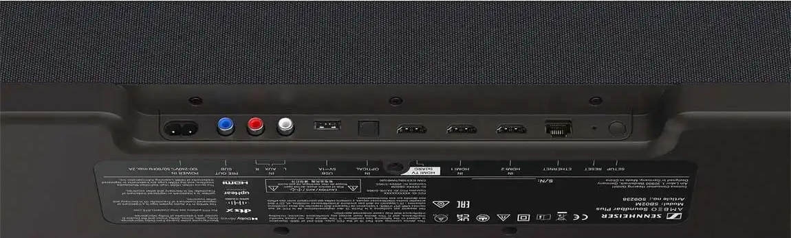 Sennheiser AMBEO Soundbar Plus &mdash; разъёмы и подключение сзади