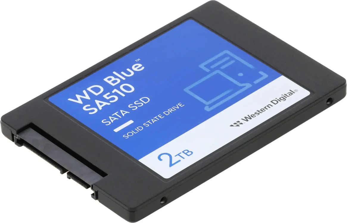 Western Digital WD Blue 2TB WDS200T3B0A 3D NAND TLC разъём SATA крупный план