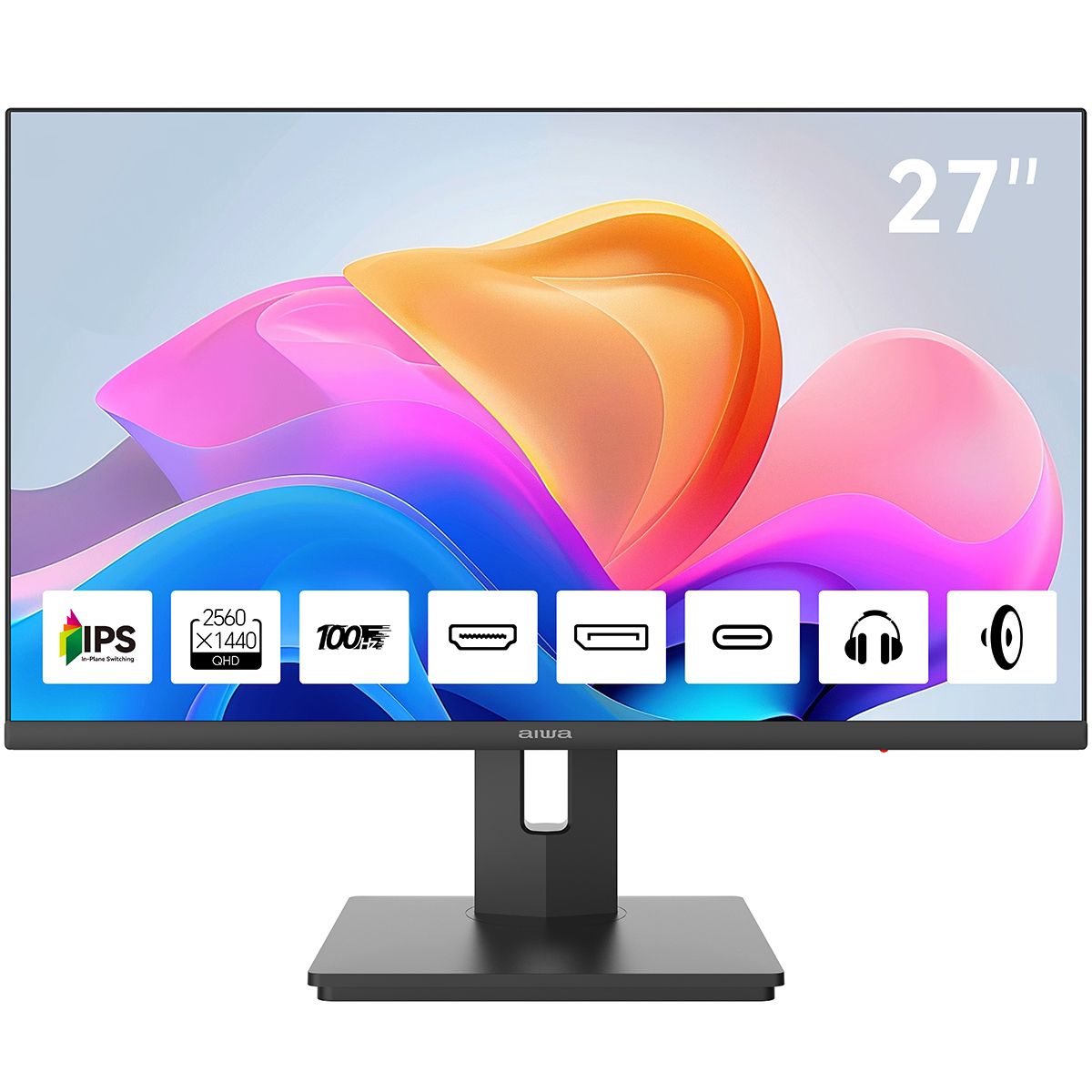 Aiwa MQ275A 27 дюймов вид спереди QHD IPS монитор с яркостью 300 кд/м²