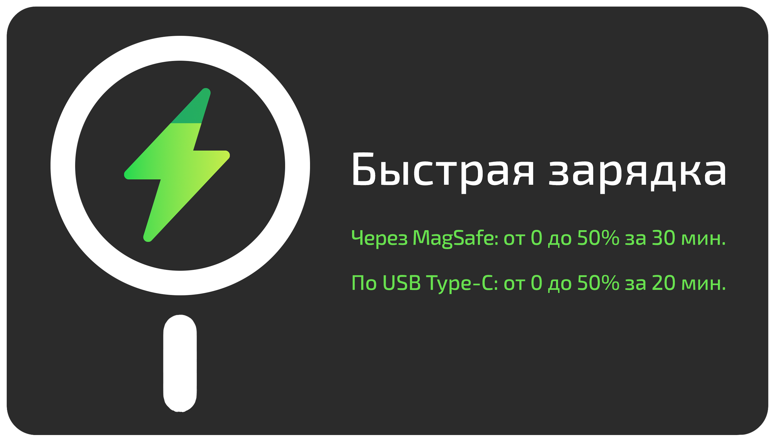 Быстрая зарядка: USB-C до 40 Вт, MagSafe/Qi2 до 25 Вт &mdash; iPhone 17 White