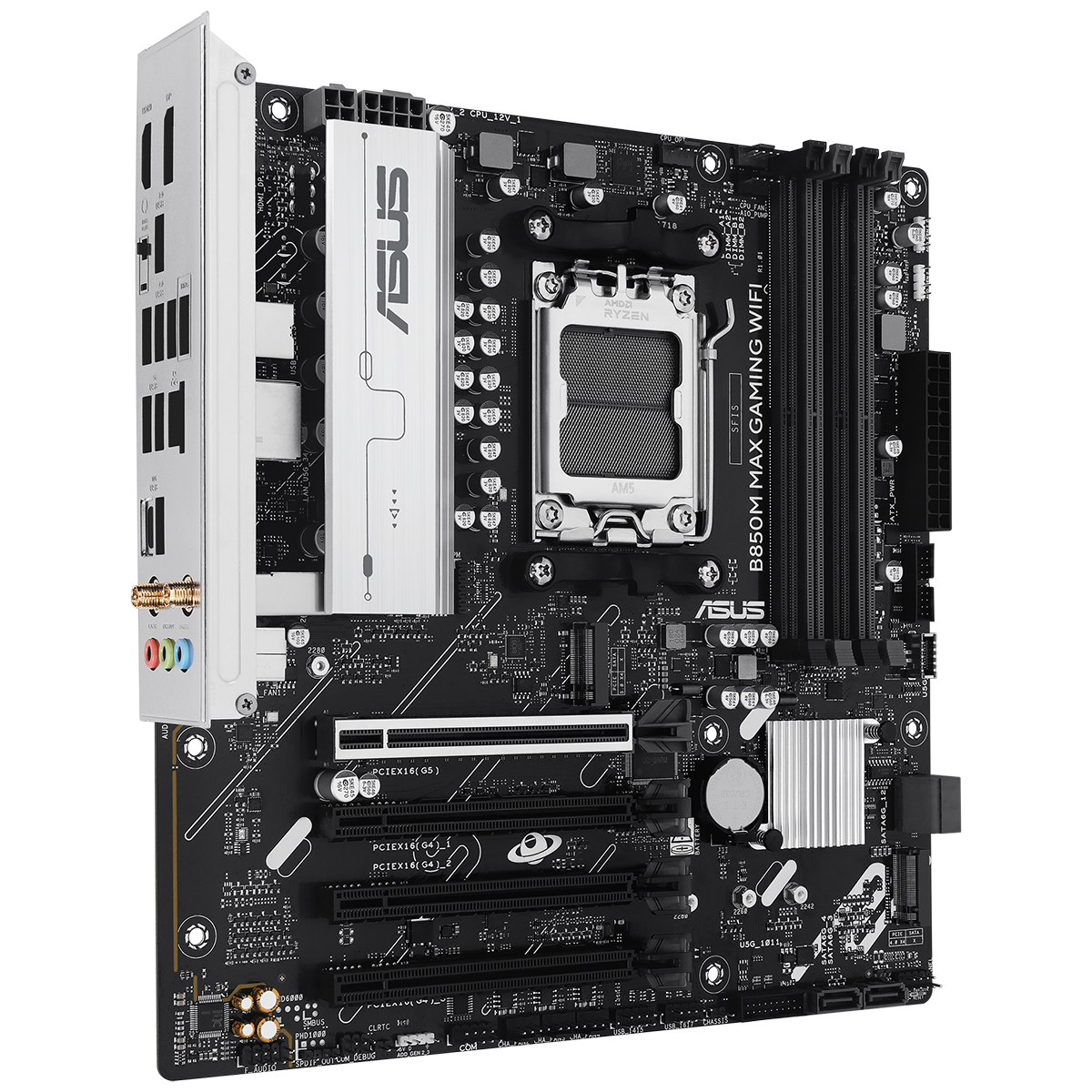 ASUS B850M MAX Gaming WiFi задняя панель порты USB HDMI DisplayPort