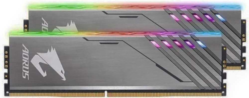 Gigabyte Aorus GP-AR32C16S8K2HU416R DDR4 16 ГБ радиатор и RGB-подсветка вид спереди