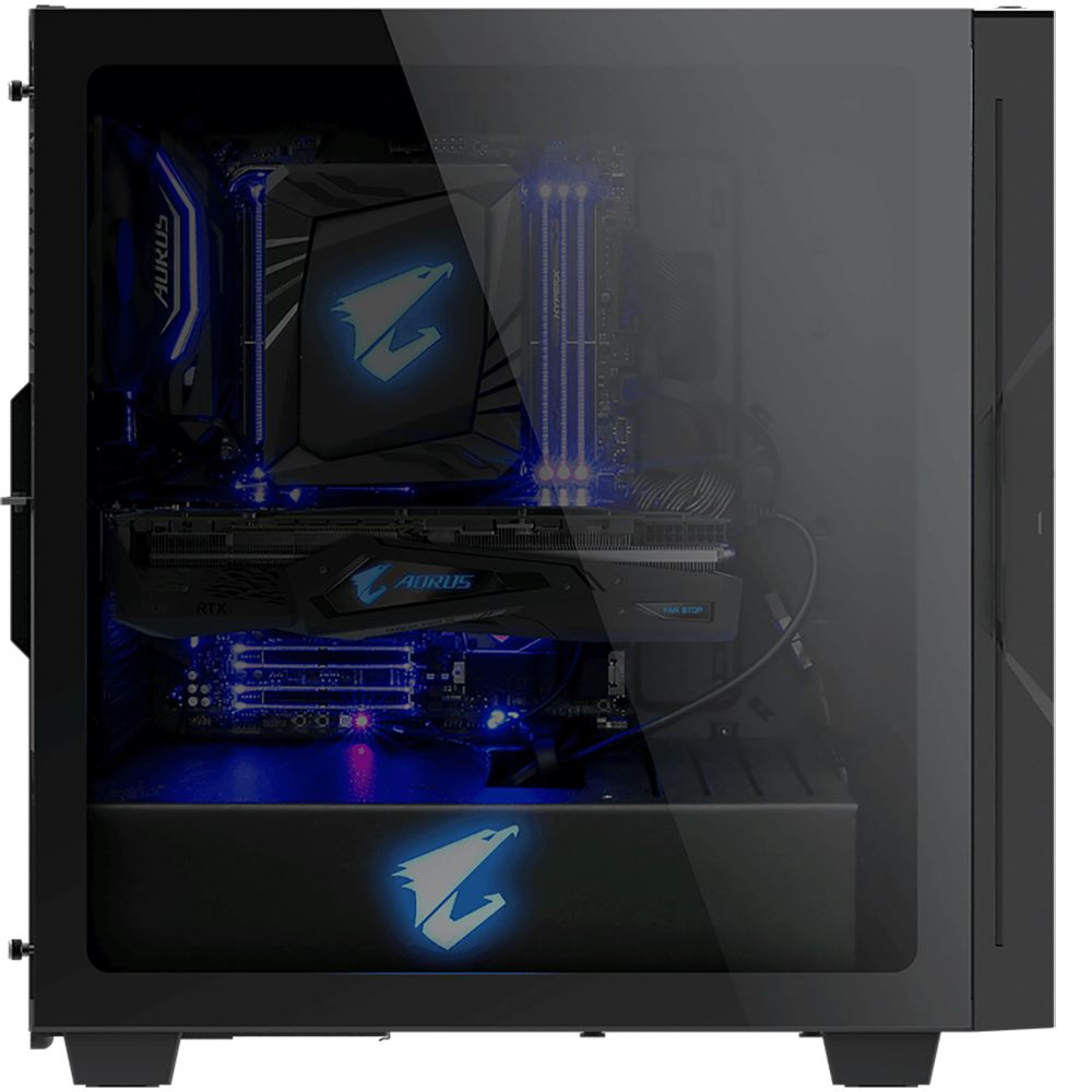 GIGABYTE AORUS C300 Glass внутри материнская плата видеокарта AORUS RGB-подсветка прокладка кабелей