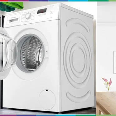 Bosch Serie 8 WGB2560XME вид спереди с открытым люком и панелью управления
