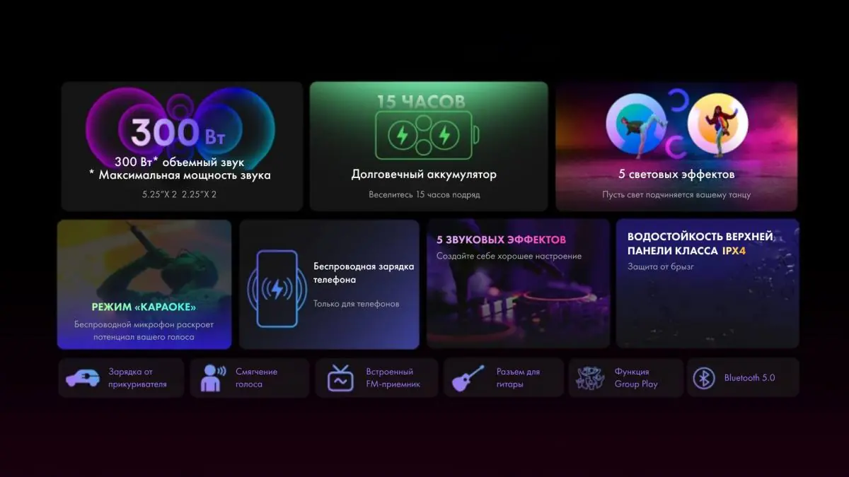 Hisense Party Rocker One вид сбоку — габариты и корпус из чёрного пластика